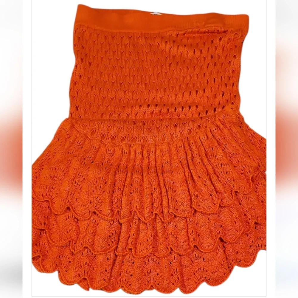 NWT Beach Riot Polly Crochet Maxi Swim Cover Up Skirt Orange L
